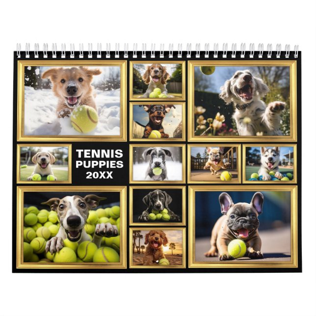 Qualquer ano 🎾 calendário de Tênis e 🐕 de cachor (Capa)