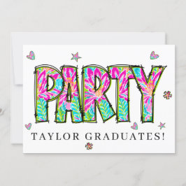 * Qualquer Convite DIY Rabisco Festa Graduado