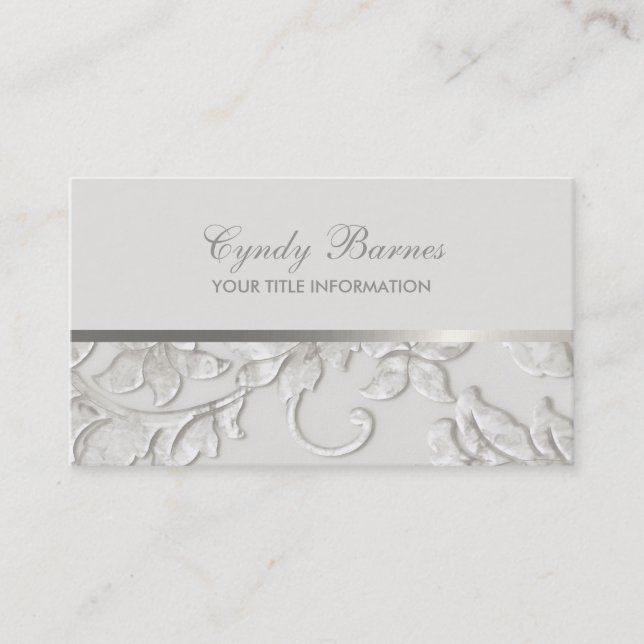 Qualquer cor com Cartão de visita de Damasco Branc (Frente)