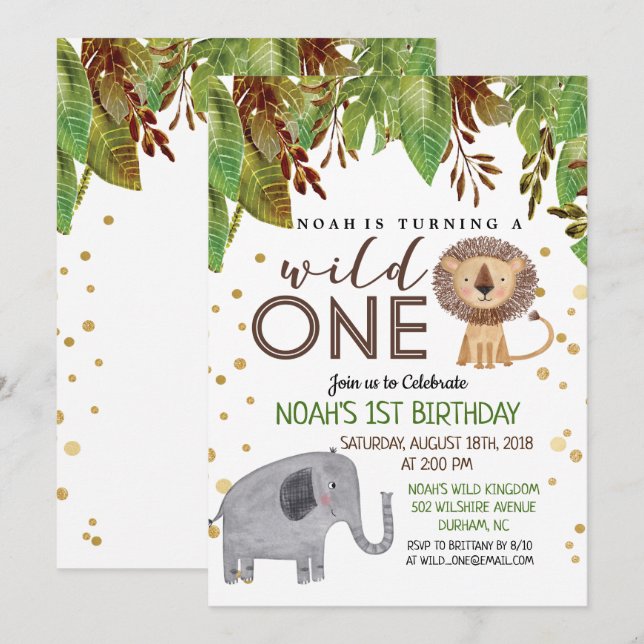 QUALQUER COR - Convite de Aniversário de 1 Ano do  (Frente/Verso)