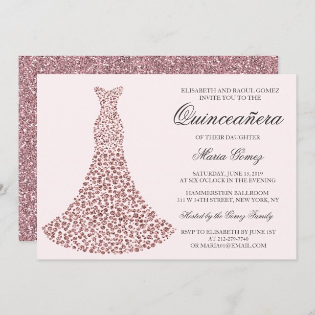 QUALQUER COR - Convite de Aniversário de Quinceane (Frente/Verso)