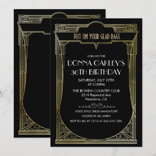 QUALQUER Excelente AGE Art Deco Convite de Anivers