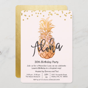 QUALQUER IDADE - Aniversário Aloha Luau Convite de