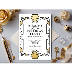 QUALQUER IDADE - Convite de Aniversário Art Déco d