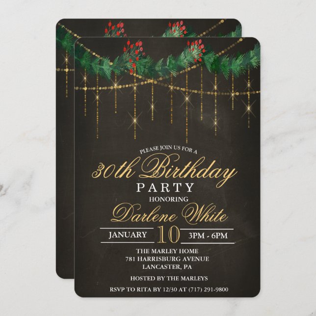 QUALQUER IDADE - Convite de aniversário de feriado (Frente/Verso)