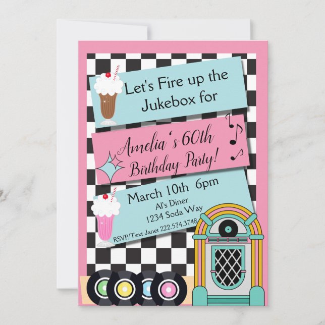 Qualquer Idade, Convite de Aniversário do Diner, d (Frente)