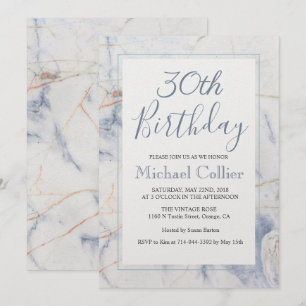 QUALQUER IDADE - Convite de Aniversário do Marble