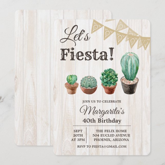 QUALQUER IDADE - Convite de Aniversário Fiesta Cac (Frente/Verso)