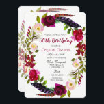QUALQUER IDADE - Convite de Aniversário Floral Bur<br><div class="desc">Convite de Aniversário Floral Burgundy</div>