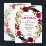 QUALQUER IDADE - Convite de Aniversário Floral Bur<br><div class="desc">Convite de Aniversário Floral Burgundy</div>