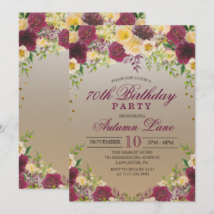 QUALQUER IDADE - Convite de Aniversário Floral Vi