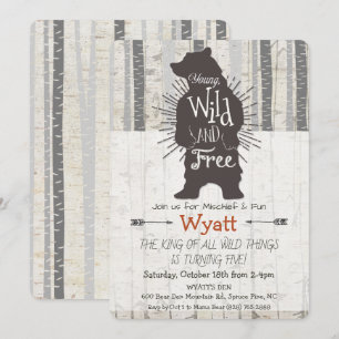 QUALQUER IDADE - Convite de Aniversário para Urso