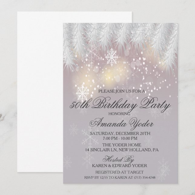 QUALQUER IDADE - Convite para flocos de neve de in (Frente/Verso)