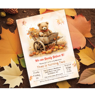 QUALQUER IDADE Fall Autumn Teddy Bear Convite de A