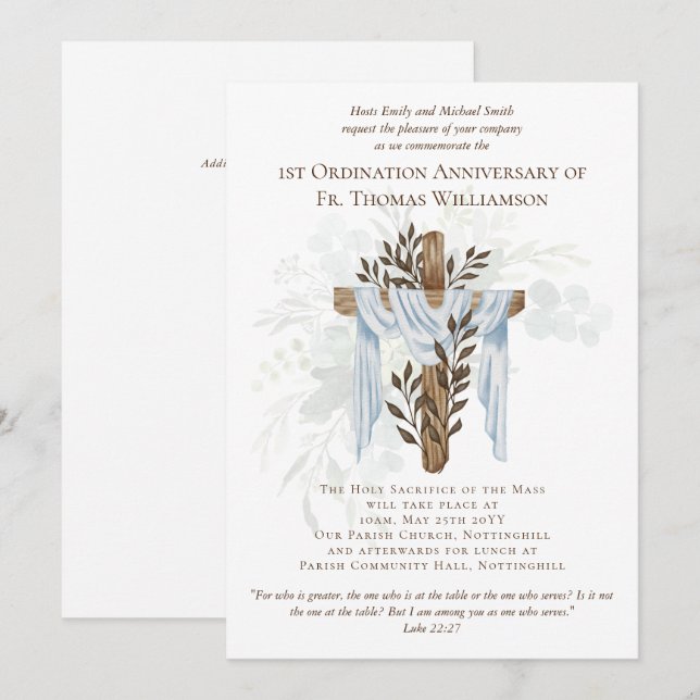 QUALQUER Ordenação Aniversário Convite À Madeira R (Frente/Verso)