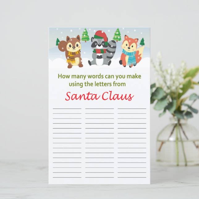 Quantas palavras você pode fazer de Papai Noel? (Em pé/Frente)