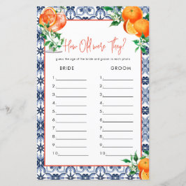 Quantos Anos? Aperol Spritz - Jogo de Chá de panel