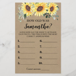 Quantos Anos Ela Tinha Um Cartão De Jogo De Girass