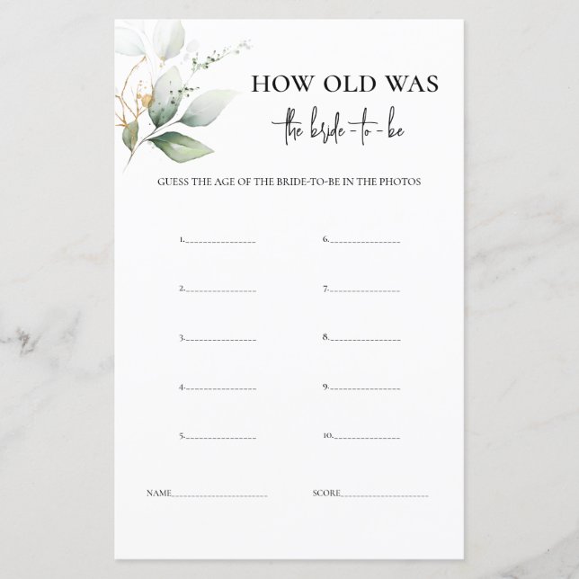 Quantos anos tinha o jogo verde da Noiva? (Frente)