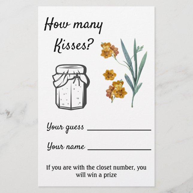 Quantos beijos? Flores - Panfleto de Jogo (Frente)