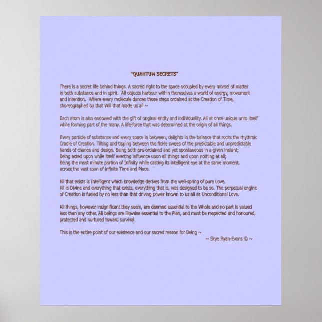 "QUANTUM SECRETS" © Prose Impressão ou Poster (Frente)