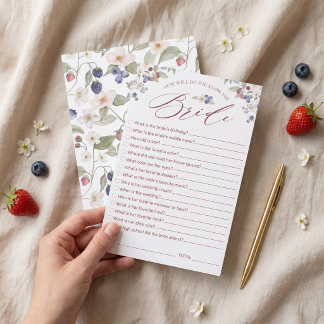 Quão Bem Você Conhece a Noiva Cartão de Jogo de Ch