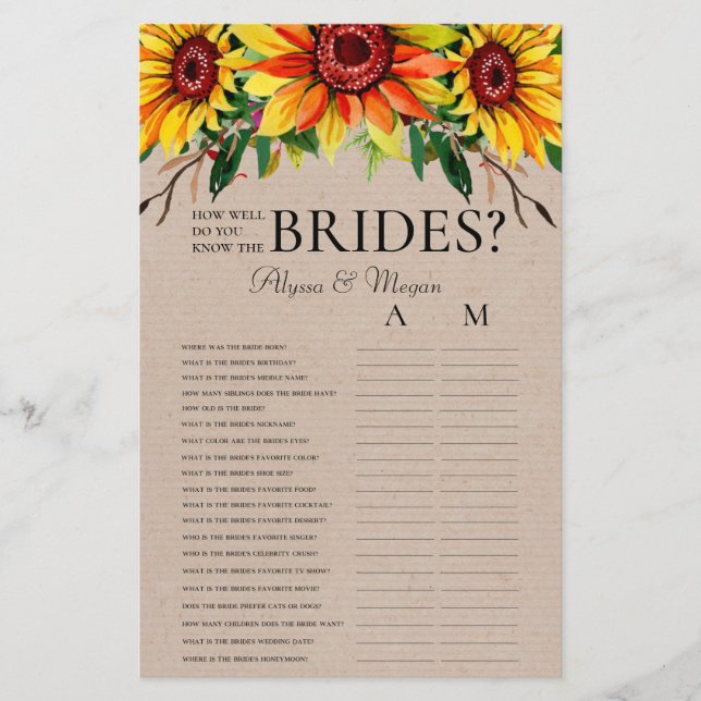 Quão Bem Você Conhece Os Girassóis da Noiva LGBTQ (Frente)