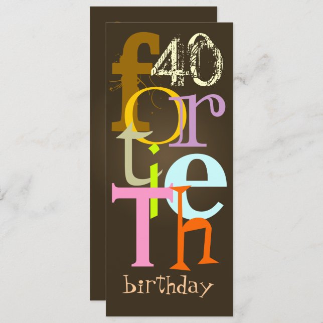 Quarenta Convites de aniversário (Frente/Verso)