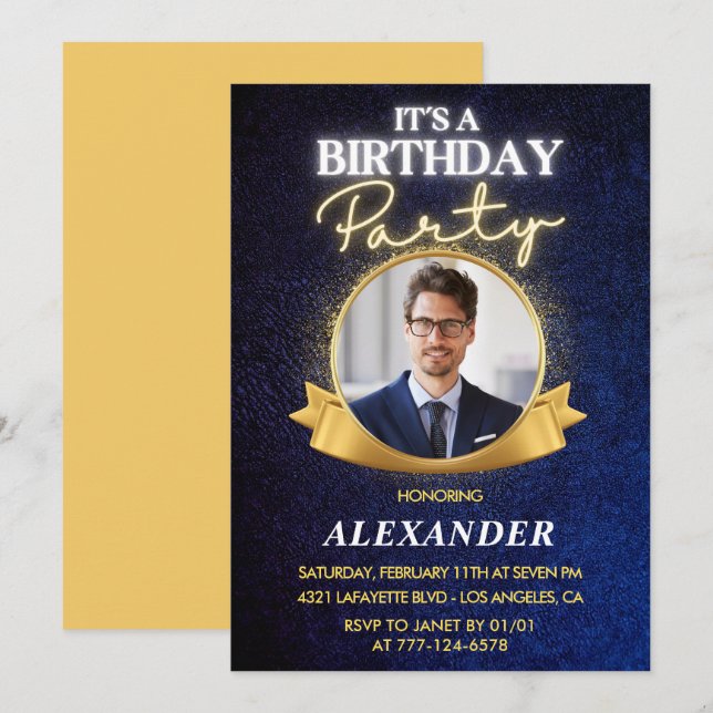 Quarenta convites de aniversário de 45 anos Homens (Frente/Verso)