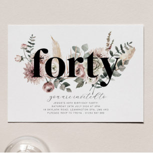 Quarenta Florais - Convite para aniversário de 40 
