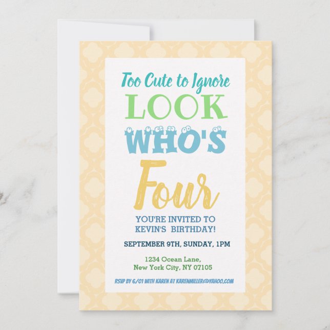 Quarto Aniversário do Convite (Frente)