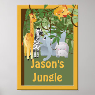 Quarto de Crianças da Selva Poster Personalizado