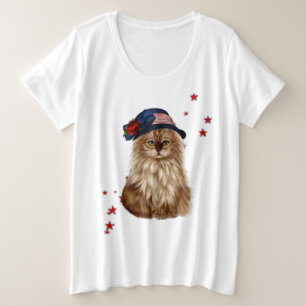 Quarto de julho mais o t-shirt do tamanho com gato