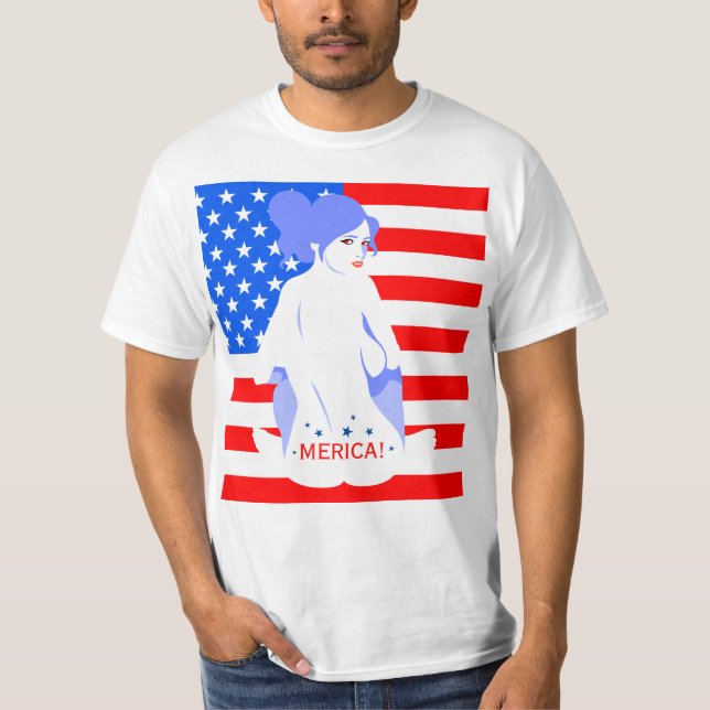 Quarto de julho "MERICA!" T-shirt do selo da (Frente)