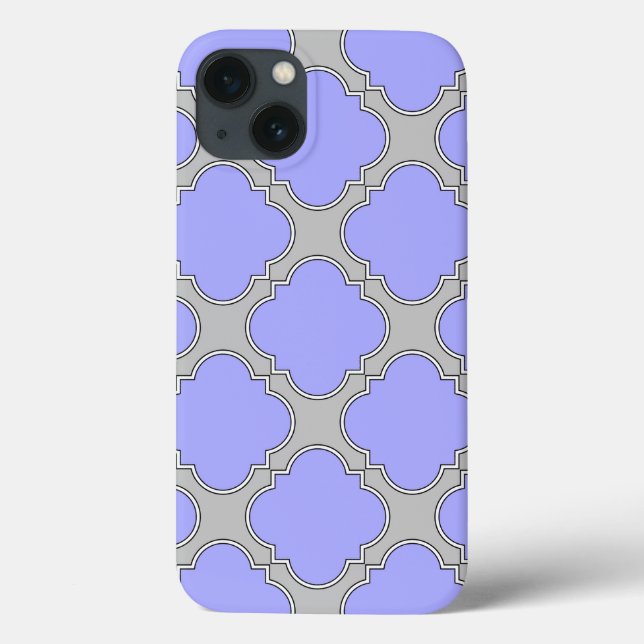 Quatrefoil periwinkle e cinza Case-Mate iPhone ca (Verso)
