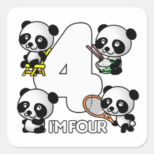 QUATRO adesivos PANDAS