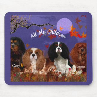 Quatro Cavaliers Spaniels Autumn Night Mouse Pad