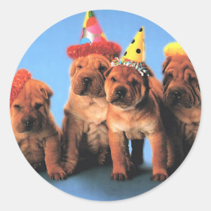 Quatro etiquetas do aniversário dos filhotes de