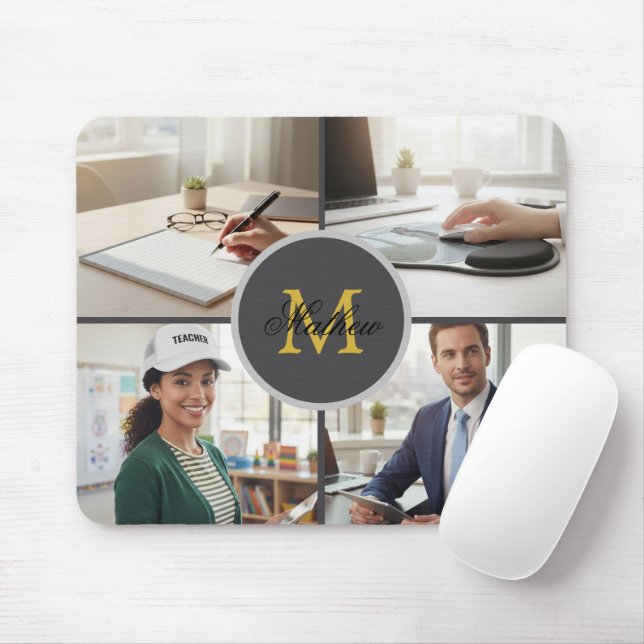 Quatro Foto Monograma Personalizado Mouse Pad (Com mouse)