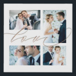 Quatro Fotos Collage Love Elegant Script White<br><div class="desc">Mostre suas memórias favoritas do dia do seu casamento trocando facilmente suas fotos para esta colagem romântica. A palavra Amor sobrepõe as fotos ligeiramente e é definida em um script ouro romântico.A cor branca de fundo pode ser alterada para uma cor diferente se você assim desejar através da opção Clique...</div>