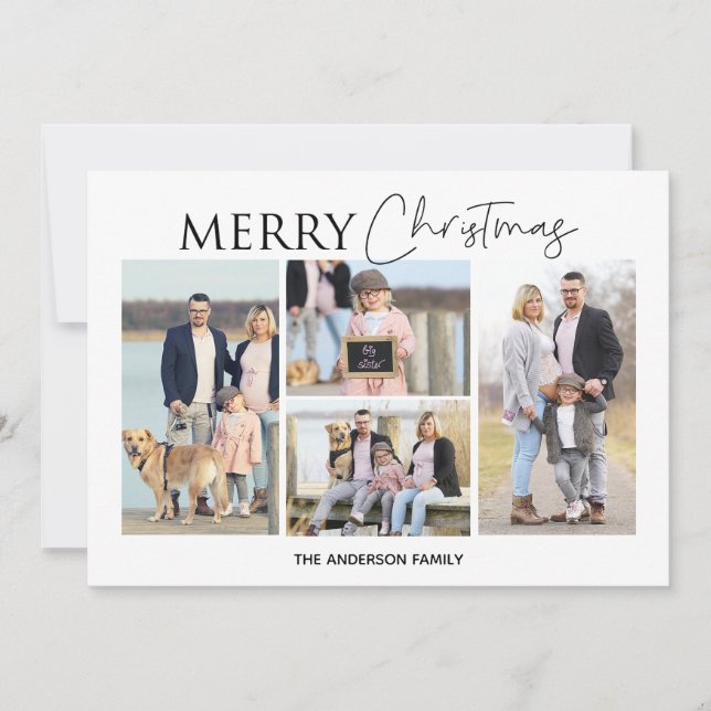 Quatro fotos Feliz Cartão com fotos de Natal (Frente)