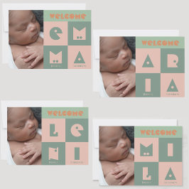 Quatro letras de nome bebê bebê anúncio de nascime