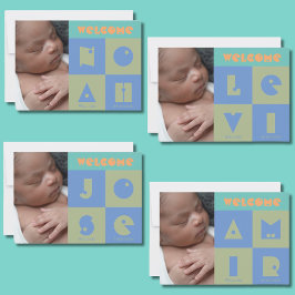 Quatro letras de nome bebê bebê anúncio de nascime