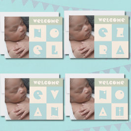 Quatro letras de nome bebê bebê anúncio de nascime