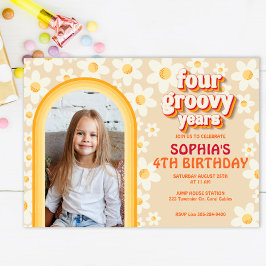 Quatro vezes Groovy 4.º Convite de Aniversário | R