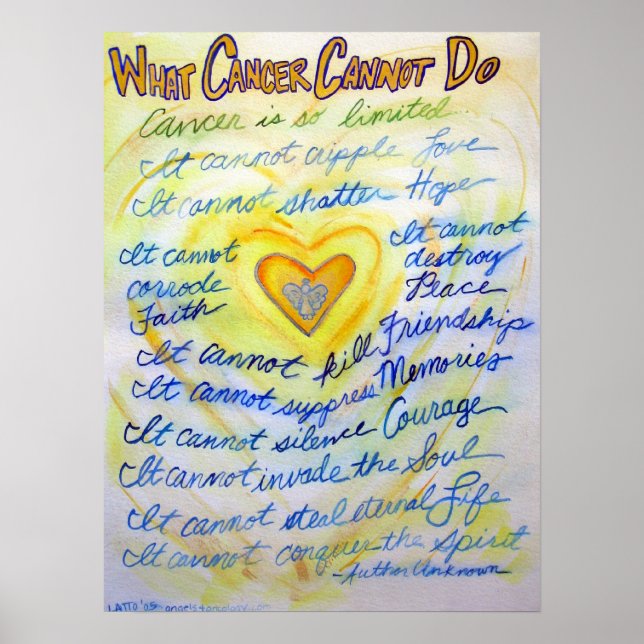 Que Cancer Não Pode Fazer Impressão de Arte Poster (Frente)