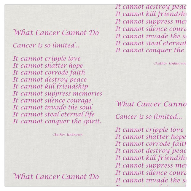 Que Cancer não pode fazer o Tecido Poem inspirar m (Detalhe)