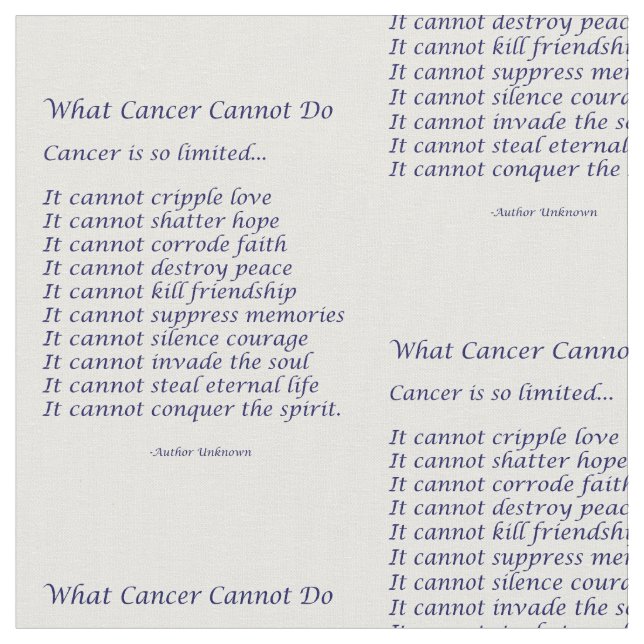 Que Cancer não pode fazer o Tecido Poem inspirar m (Detalhe)