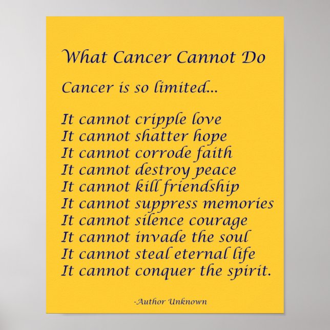 Que Cancer Não Pode Fazer Poem Poster Impressão (Frente)