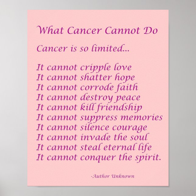 Que Cancer Não Pode Fazer Poem Poster Impressão (Frente)